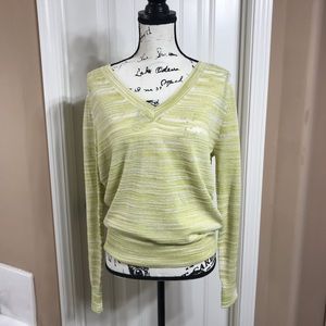 Anthro Moth Marled green & cream sweater VEUC